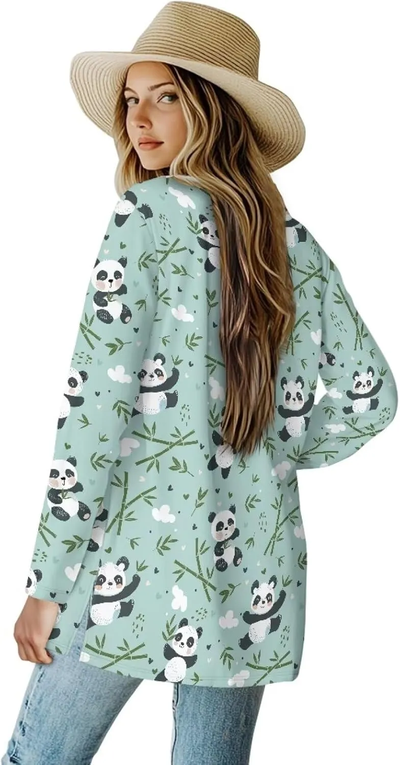 Womens Open Front Cardigan Long Sleeve Loose Cardigans Animal Print Sweater Lightweight Jacket Tops