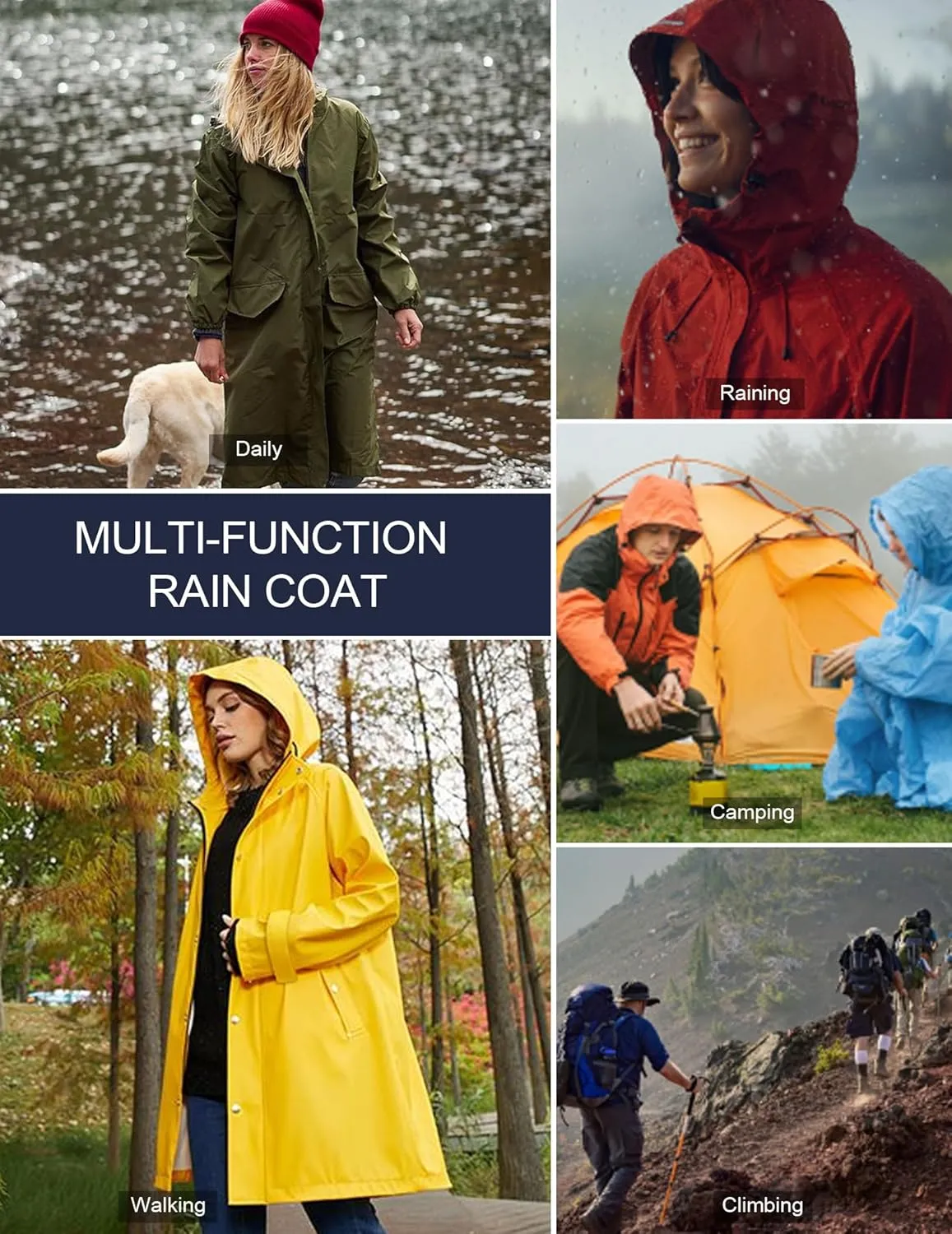 Zeagoo Womens Waterproof Raincoat with Hood Lightweight Rain Jacket Long Trench Coats Outdoor Windbreaker Jacket for Women